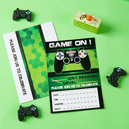 WERNNSAI Video Game Invitations - 20 Set Magical Fill In Game Party Invitations with Envelopes for Kids Boys Game Lovers Birthday Game Themed Party Supplies