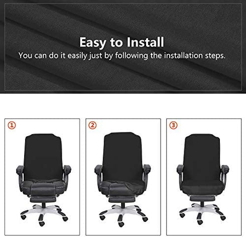 SARAFLORA Office Chair Cover- Large, Black- Removable Computer Chair Cover for Office Chair with Zipper for Universal Rotating Chair Desk Chair Cover High Back Chair Seat Washable Protector for Pets