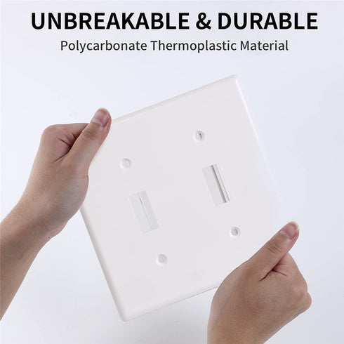 Toggle Light Switch Cover Double Switch Plate Covers 2-Gang Decorator Wall Plate Dual Switch Faceplate, White (4-Pack)