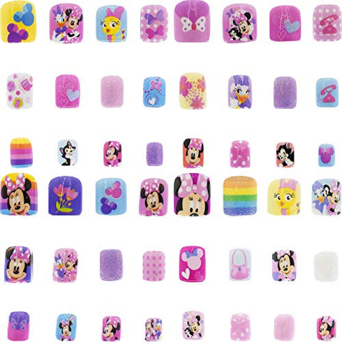 Disney Minnie Mouse - Townley Girl 48 Pcs Press-On Nails Artificial False Nails Set for girls, kids with Pre-Glue Full Cover Acrylic Nail Tip Kit, Ages 6+ for Parties, Sleepovers & Makeovers