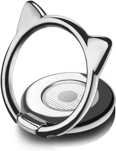 aceyoon Phone Ring Cat Attachable Kickstand Ultra Thin Cute 360 Degree Smartphone Finger Grip Ring Holder Stand Compatible for Phone X, XS, XR, XS Max, 8, 7 Plus, 7, 6S Plus, 6, S9, S10 Black