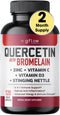 Quercetin with Vitamin C and Zinc - Quercetin 500mg - Quercetin with Bromelain - Zinc Quercetin - Stinging Nettle -120 Veggie Caps. Quercetin Supplements + Vitamin D3 (Non-GMO, Gluten-Free, Vegan)