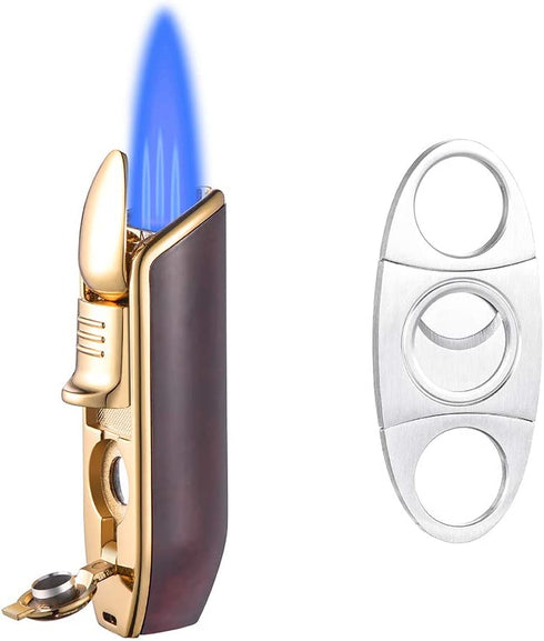 Butane Torch Lighter, Triple Jet Flame Lighters Durable Metal Body Portable Size with Cigar Cutter Luxury Gift Packaging, Torch Lighters Butane Refillable (Sold Without Butane)