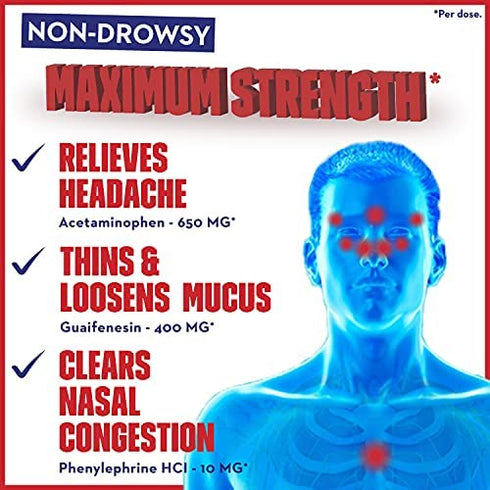 Severe Congestion & Pain Relief, Mucinex Sinus-Max Max Strength, 6oz Clears Sinus & Nasal Congestion, Relieves Headache & Fever, Thins & Loosens Mucus