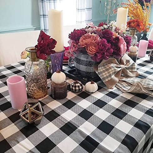 Black and White Plaid Tablecloth 56x120 Inch Buffalo Check Table Cover Farmhouse Table Cloth for Spring Theme Farmhouse Party Decoration