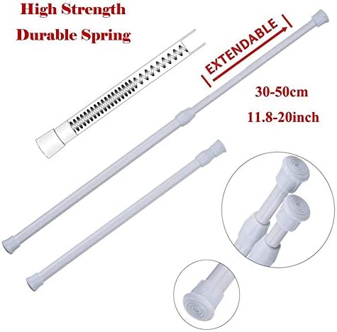 5 Pack Small Spring Tension Rods Extendable Length 11.8 to 19.6 Inches(30-50cm)
