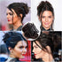 DeeThens Messy Bun Hair Piece Tousled Updo Hairpiece for Women Wavy Curly Scrunchies Clip in Claw Hair Bun Synthetic Chignon Claw Clip With Hair Attached (Darkest Brown)