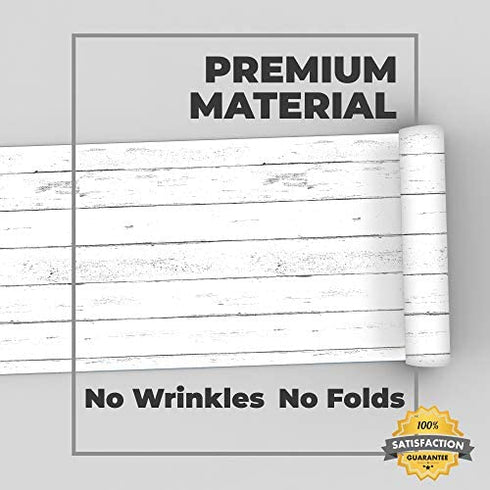 White Shiplap Peel and Stick Wallpaper - Vintage Wood Wallpaper Peel and Stick - Wood Contact Paper for Cabinets – Wallpaper for Bedrooms, Shelf - Self Adhesive Removable Wall Paper (118" x 17.71")