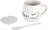 Gifts for Cat Lovers, White Ceramic Mug with Lid and Spoon, Microwavable Coffee Tea Cup with Kitty Decoration, 12 Ounces
