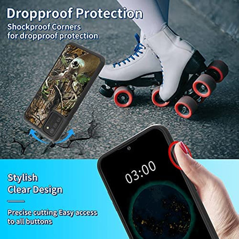 Galaxy A02s Case,for Samsung A02s Case 6.5 inch BFSEROBJ Dual Layer Hybrid Hard PC + Soft TPU Full Body Shockproof Protective Phone Case Cover for Samsung Galaxy A02S 2020 - Camo Forest Deer