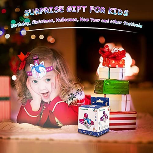 Kids Headlamp Flashlight - Unicorn Toys for Girls, Kids Camping Accessories LED Headlight for Reading Camping Running, Ideal Birthday Christmas Gifts for Girls Boys- Battery Included