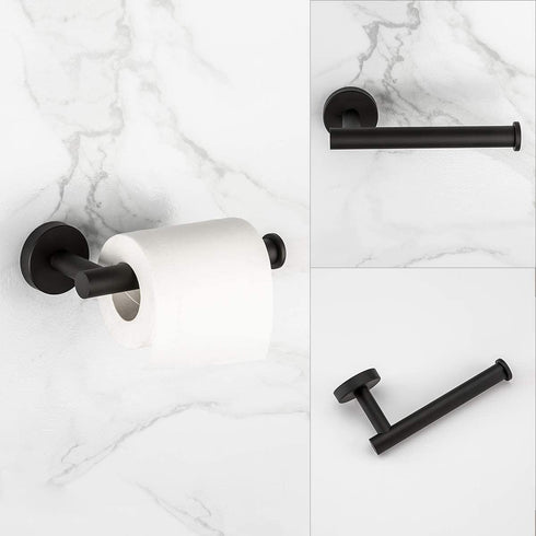GAPPO Bathroom Hardware Accessories Set Matte Black 2 Piece SUS 304 Stainless Steel Wall Mounted Hand Towel Ring Toilet Paper Holder