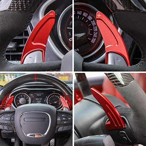 Steering Wheel Shift Paddle Extended Shifter Trim Cover for Dodge Challenger Charger Durango RT & Scat Pack 2015-2020, for Jeep Grand Cherokee 2014-2020 Interior Decoration Accessories (Red 2PCS)