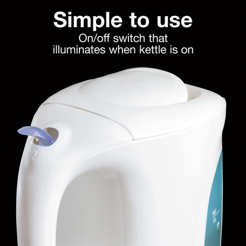 Proctor Silex 1 Liter Electric Kettle for Tea and Water with Auto-Shutoff and Boil-Dry Protection, White (K2070PS), 1 L,