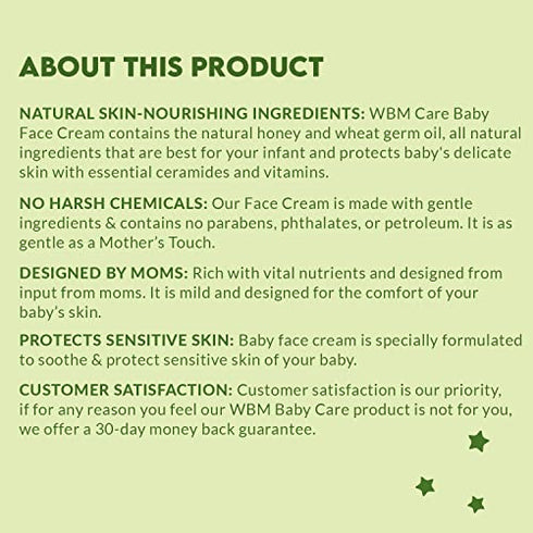 WBM Care Baby Face Cream| Gentle Moisturizing Cream With Natural Scents | Colorants And Parabens Free 1.76 oz