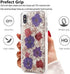 INKOMO iPhone SE2 Case, iPhone 8 Case,Women Luxury Fashion Natural Flower Glitter Foil Sparkle Hard Back Cover with Clear TPU Bumper Protective Phone Bling Case for iPhone SE 2/8/7 4.7'' (Rose Flower)
