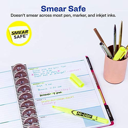 Avery Hi-Liter Pen-Style Highlighters, Smear Safe Ink, Chisel Tip, 12 Fluorescent Yellow Highlighters (23591)