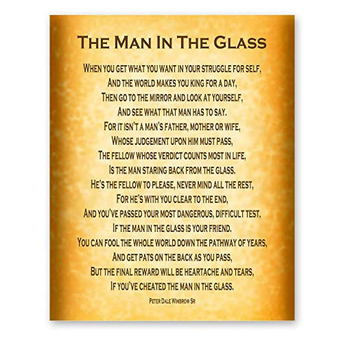 The Man in the Glass Poem by Peter Dale Wimbrow Sr Inspirational Home Decor Office Dad Grad Gift 8x10 Print (Blue)