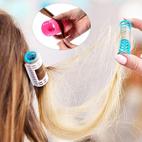 72 Pieces Magnetic Rollers Set 54 Pieces Plastic Hair Rollers and 18 Pieces Multicolor Plastic Duck Teeth Bows Hair Clips Hairdressing Curlers Tools for Men, Kids, Women
