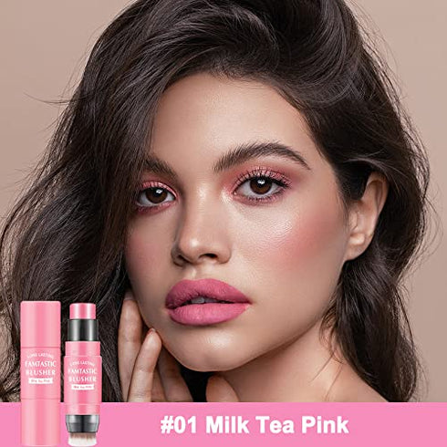 Erinde Cream Blush Stick with Brush (#01 Milk Tea Pink)