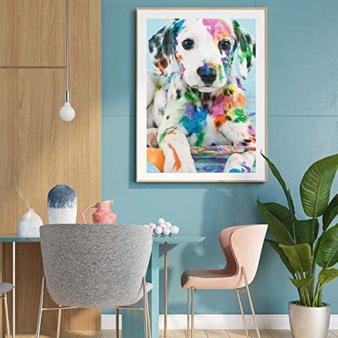 MXJSUA Diamond Painting Kits for Adults, Diamond Art Kits Adults Beginner Diamond Painting Animal Dog, Diamond Painting Kit for Parent-Child Home Wall Decor 12x16 Inch Dalmatian Dog