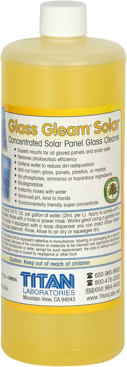 Titan Laboratories Glass Gleam Solar - Solar Panel Cleaner - Highly Concentrated - 1 Gallon Makes 500 Gallons of RTU Product (1 Quart)