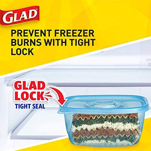 Gladware Freezerware Food Storage Containers, Large | Rectangle Food Storage Containers for Everyday Use | Food Containers Safe for Freezer, Hold up to 64 Ounces of Food, 2 Count Set