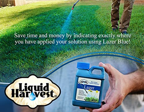 Liquid Harvest Lazer Blue Concentrated Spray Pattern Indicator 8 Ounces Perfect Weed Spray Dye, Herbicide Dye, Fertilizer Marking Dye, Turf Mark and Blue Herbicide Marker