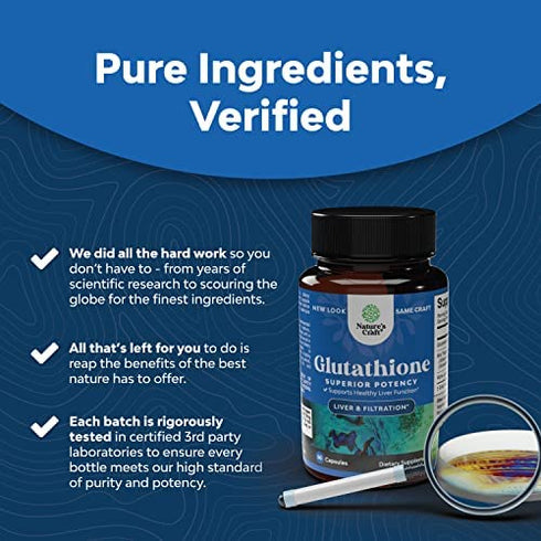 Pure Glutathione Supplement with Glutamic Acid - L Glutathione Pills with Silymarin Milk Thistle Extract ALA and Amino Acid Complex for Liver Support Anti Aging Skin Care Immunity and Brain Health