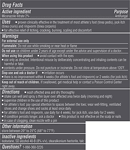 Lotrimin AF Athlete's Foot Powder Spray, Miconazole Nitrate 2%, Clinically Proven Effective Antifungal Treatment of Most AF, Jock Itch and Ringworm, 4.6 Ounces (133 Grams) Spray Can (Pack of 3)