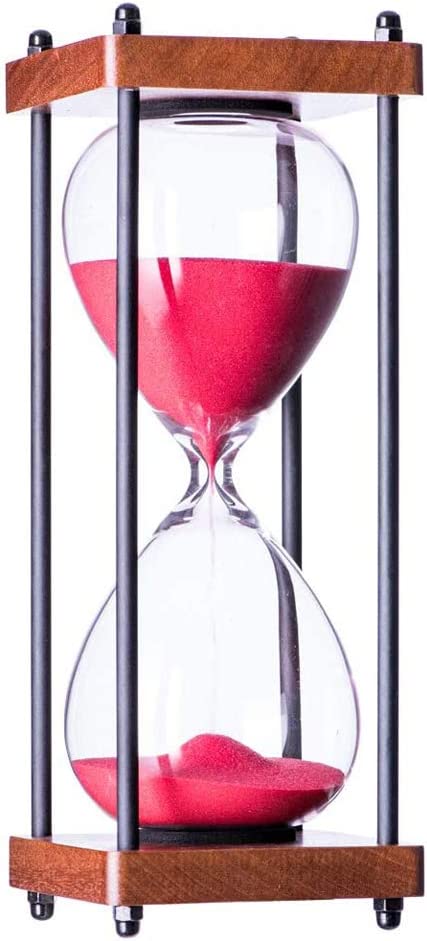 Large Hourglass Timer 30 Minute, Decorative Wooden Sandglass, Red