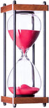 Large Hourglass Timer 30 Minute, Decorative Wooden Sandglass, Red