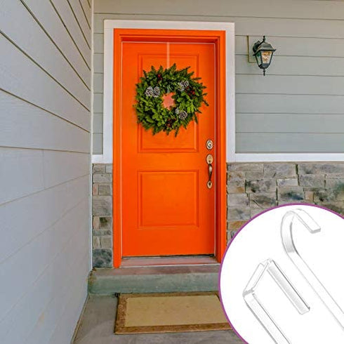 4 Pieces PC Plastic Door Wreath Hanger for Front Door for Christmas Wreath Over The Door Hanger, 12 Inch (Clear)