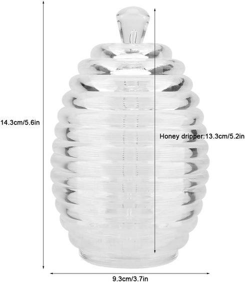 Honey Jar, Honey Jars with Dipper, Glass Made Honey Dipper and Honey Pot for Storing and Dispensing Honey, 265ml