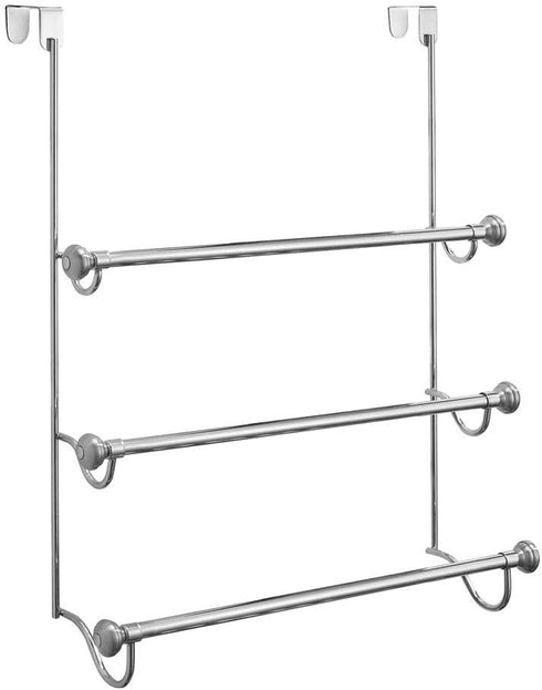 iDesign York Over the Shower Door Towel Rack for Bathroom, 1.5" x 7" x 22.8", Chrome/Brushed,79150