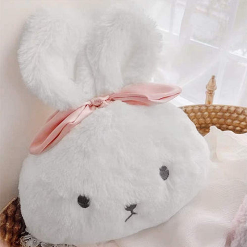 MeiBoAll Car Headrest Pillow, 2pcs Cute Cartoon Car Headrest Neck Support Cushion Plush Rabbit Automotive Interiors Trim Decoration Mounted Headrest Pillows for Car Front Seats, White