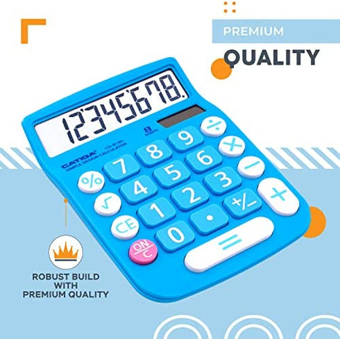 CATIGA CD-8185 Office and Home Style Calculator - 8-Digit LCD Display - Suitable for Desk and On The Move use. (Blue)