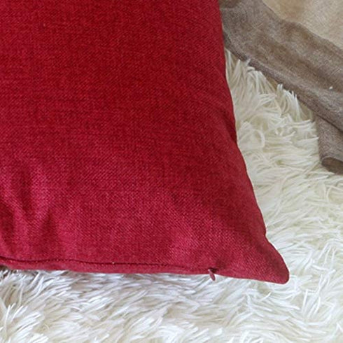 Artcest Set of 2, Kids Decorative Linen Bed Throw Pillow Case, Sofa Durable Modern Stylish, Comfortable Cushion Cover for Couch, 12"x12" (Burgundy)