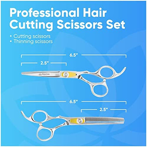 Equinox Professional Hair Cutting Scissors Set - Hair Cutting & Thinning/Texturizing Shears Set - 6.5” Overall Length - Razor Edge Barber Scissors for Men & Women - Premium Shears For Salon & Home Use