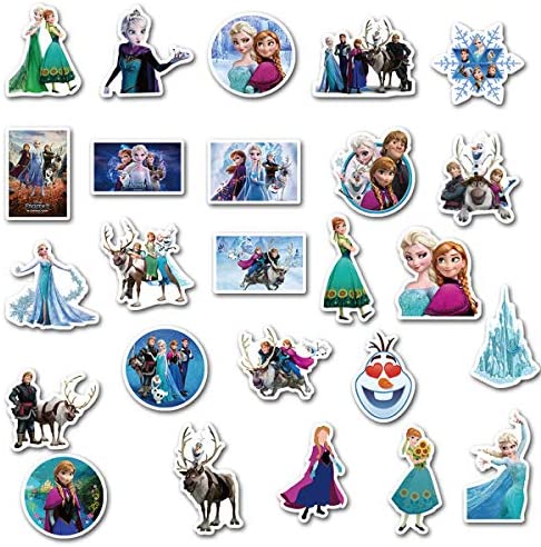 50Pcs Frozen Stickers Waterproof Vinyl Stickers for Water Bottle Luggage Bike Car Decals Anna and Elsa Stickers for Kids(Frozen)