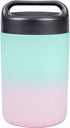 Goodful Vacuum Sealed Insulated Food Jar with Handle Lid, Stainless Steel Thermos, Lunch Container, 16 Oz, Ombre Pink to Blue