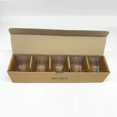 Korean Soju Shot Glass Set 5 Piece Clear Glasses Heavy Base with Hard Case Cup 1.7 Ounce Dishwasher Safe Clarity Glassware for Whiskey Tequila Sake Vodka Alcohol Liquor Gift Party Decoration