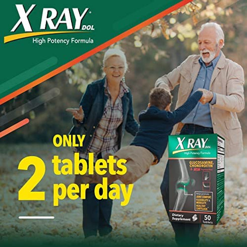 XRAY Dol Triple Action, Joint Health Supplement Tablets with Glucosamine, Chondroitin & MSM, 50 Count (249955)