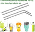 VEHHE Metal Straws Stainless Steel Straws Drinking Straws Reusable - 10.5" Ultra Long 4 + 1 - W/Cleaning Brush for 20/30 Oz for Yeti RTIC SIC Ozark Trail Tumblers (2 Straight|2 Bent|1 Brush)