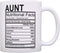 Mothers Day Gifts for Aunt Nutritional Facts Label Funny Gifts for Aunt Gag Gift Coffee Mug Tea Cup White