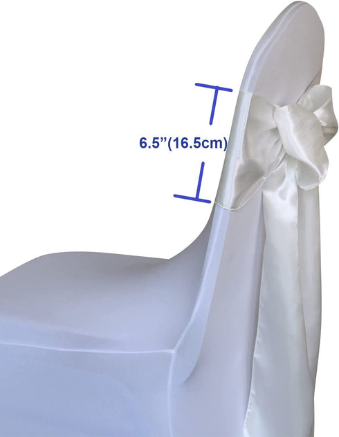 WELMATCH Ivory Satin Chair Sashes Ties 50 pcs Wedding Banquet Party Event Decoration Chair Bows (Ivory, 50)