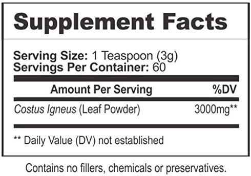 ORGANOPLEX - Insulin Plant Powder (Costus Igneus), 100% Natural Supplement, 2 Month Supply - Insulin Plant