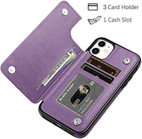 HianDier Wallet Case for iPhone 11 Slim Protective Case with Credit Card Slot Holder Flip Folio Soft PU Leather Magnetic Closure Cover for 2019 iPhone 11 iPhone XI, Mandala Purple