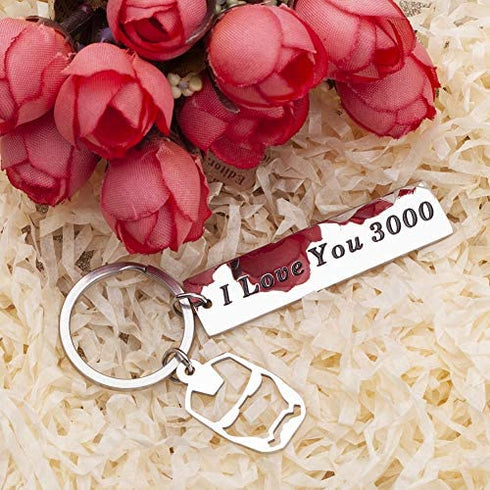 I Love You 3000 Keychain for Dad from Daughter Drive Safe Key Chain for Boyfriend Birthday Christmas Valentines Present from Girlfriend Gift for Father Day Graduation Couples Keyrings for Husband Wife