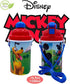 Zak Designs Disney Classic Mickey Carrying Strap One Touch Water Bottles with Reusable Built in Straw - Safe Approved BPA Free, Easy to Clean, for Kids Girls Boys, Goodies Home Travel